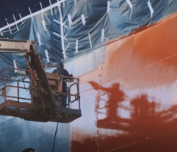 PPG SIGMAGLIDE 2390 fouling release coating electrostatic application at Gemak shipyard in Turkey